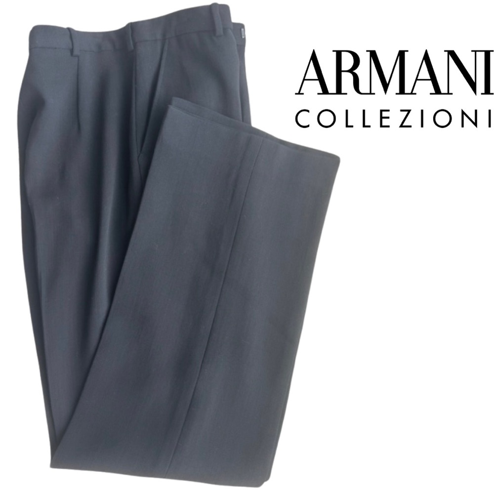 Armani Collezioni Made In Italy Jet Black Wide Leg Trousers 8 Medium pockets